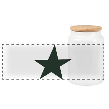 green star pattern in retro style - Panoramic Cookie Jar with Wooden Lid - white - Front