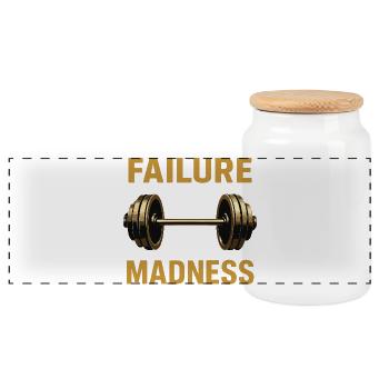 Failure and Madness Motivation Design - Panoramic Cookie Jar with Wooden Lid - white - Front