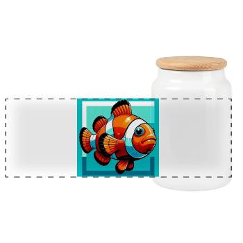 Clownfish - Panoramic Cookie Jar with Wooden Lid - white - Front