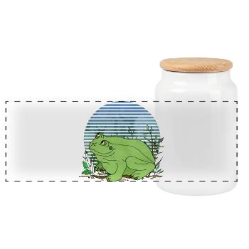 Grenouille - Boîte à biscuits avec couvercle en bois - blanc - Devant