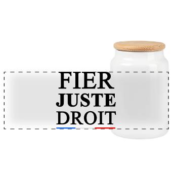 FIER_JUSTE_DROIT - Panoramic Cookie Jar with Wooden Lid - white - Front