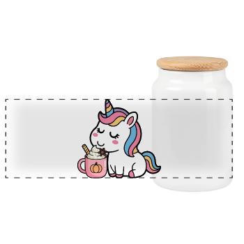 LICORNE - Boîte à biscuits avec couvercle en bois - blanc - Devant