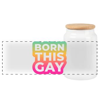 BORN THIS GAY - DÉCLARATION LGBTQ+ - Boîte à biscuits avec couvercle en bois - blanc - Devant
