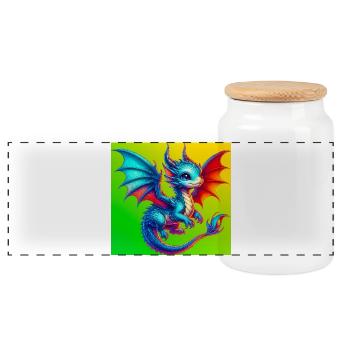 Drache - Panorama Keksdose mit Holzdeckel - Weiß - Vorne