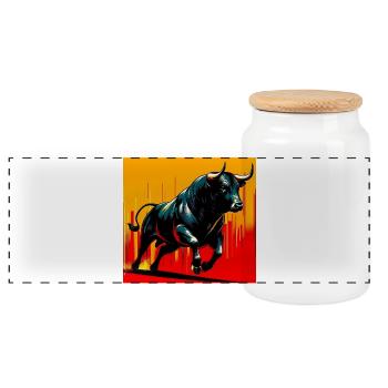 taureau - Boîte à biscuits avec couvercle en bois - blanc - Devant