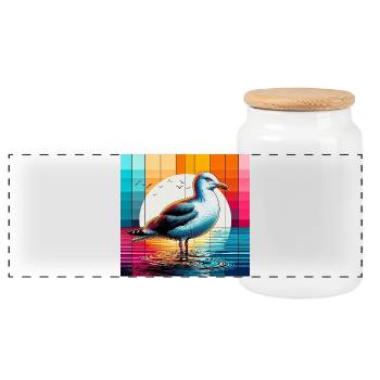 mouette - Boîte à biscuits avec couvercle en bois - blanc - Devant