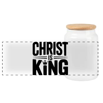 Christ is King - Panoramic Cookie Jar with Wooden Lid - white - Front
