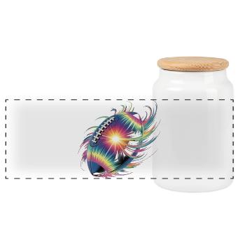 Neon Football Color Explosion - Panoramic Cookie Jar with Wooden Lid - white - Front