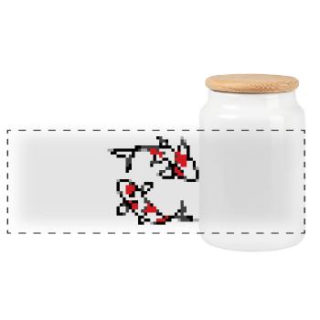 pixelart koi - Panoramic Cookie Jar with Wooden Lid - white - Front