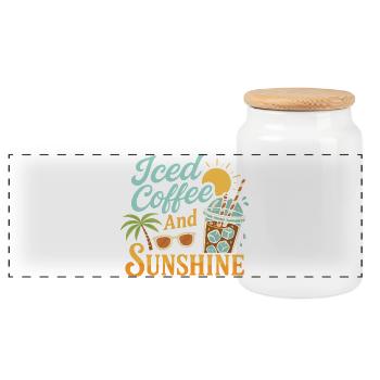Eiskaffee und Sonnenschein - Panorama Keksdose mit Holzdeckel - Weiß - Vorne