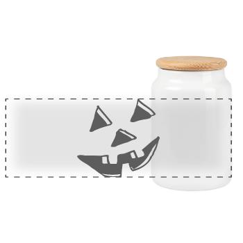 Halloween - Panorama Keksdose mit Holzdeckel - Weiß - Vorne
