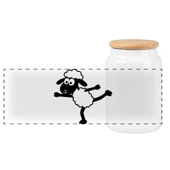 Yoga Mouton - Boîte à biscuits avec couvercle en bois - blanc - Devant