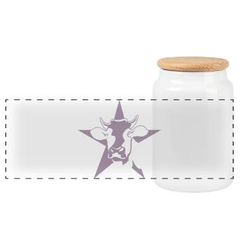 Cow Portrait Farmer Agriculture Minimalist - Panoramic Cookie Jar with Wooden Lid - white - Front