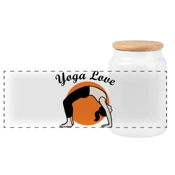Yoga Love - Panorama Keksdose mit Holzdeckel - Weiß - Vorne