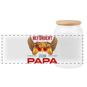 Future papa PROMU À PAPA Drôle - Boîte à biscuits avec couvercle en bois - blanc - Devant