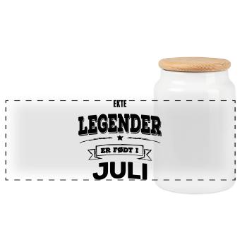 True legends are born in July - Panoramic Cookie Jar with Wooden Lid - white - Front