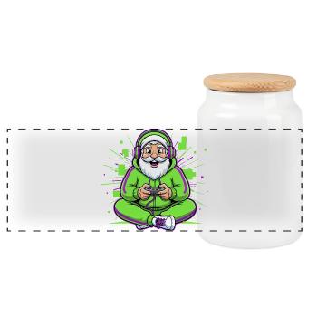 Noël Homme Gaming Humour Gamer - Boîte à biscuits avec couvercle en bois - blanc - Devant