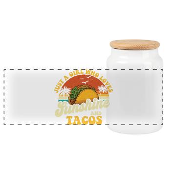 Juste une fille qui aime le soleil et les tacos - Boîte à biscuits avec couvercle en bois - blanc - Devant