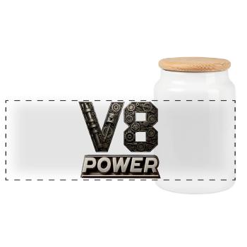 Puissance du V8 - Boîte à biscuits avec couvercle en bois - blanc - Devant