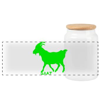 Chèvre vert fluo - Boîte à biscuits avec couvercle en bois - blanc - Devant