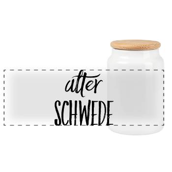 Alter Schwede - Lustiger Spruch - Funny - Panorama Keksdose mit Holzdeckel - Weiß - Vorne