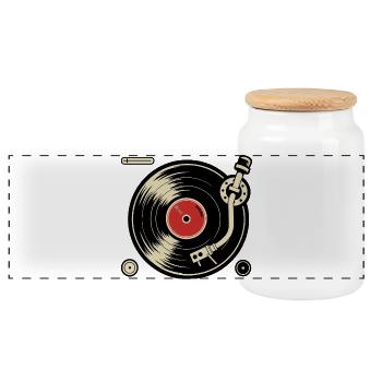 Disques vinyles Platine vinyle Platine vinyle Graphisme - Boîte à biscuits avec couvercle en bois - blanc - Devant