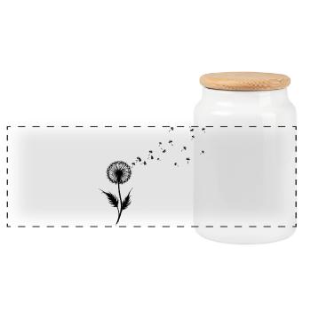 Dandelion Wishes & Freedom Blowing Seeds - Panoramic Cookie Jar with Wooden Lid - white - Front