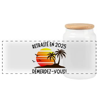 Retired in 2025 –! Sun & Palmia - Panoramic Cookie Jar with Wooden Lid - white - Front