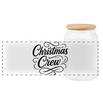 Christmas Crew Weihnachten - Panoramic Cookie Jar with Wooden Lid - white - Front