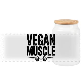 Vegan Muscle - Panoramic Cookie Jar with Wooden Lid - white - Front