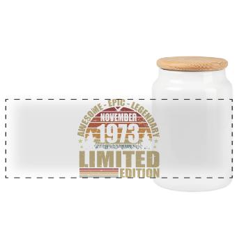 Novembre 1973 Édition Limitée Rétro Novembre 1973 - Boîte à biscuits avec couvercle en bois - blanc - Devant
