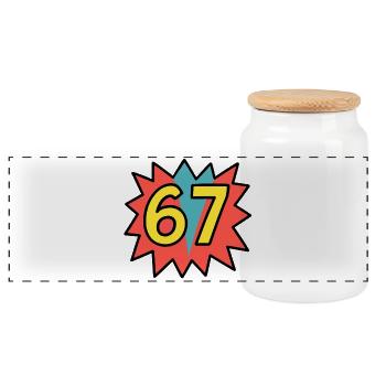 67 - Panoramic Cookie Jar with Wooden Lid - white - Front