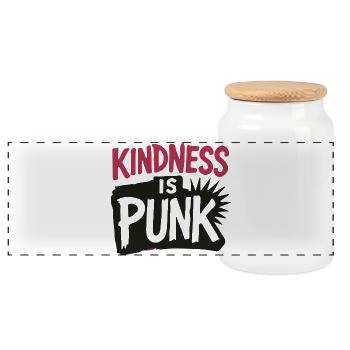 Freundlichkeit ist Punk - Panorama Keksdose mit Holzdeckel - Weiß - Vorne