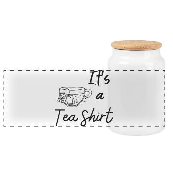 Es ist ein Tee-Shirt - Panorama Keksdose mit Holzdeckel - Weiß - Vorne