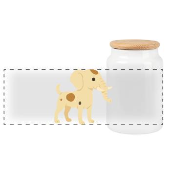 Elefant Hund Jack Russell - Panorama Keksdose mit Holzdeckel - Weiß - Vorne