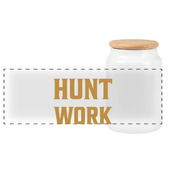 Born to hunt forced to work again - Panoramic Cookie Jar with Wooden Lid - white - Front