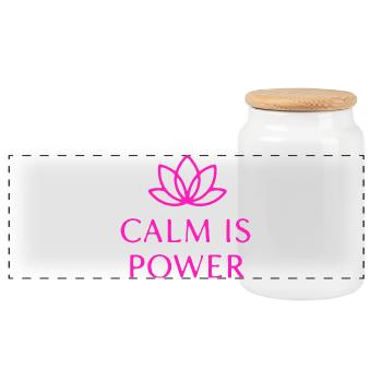 Calm Is Power Mindfulness T-Shirt - Panoramic Cookie Jar with Wooden Lid - white - Front