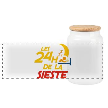 Les 24 heures de la sieste - Boîte à biscuits avec couvercle en bois - blanc - Devant