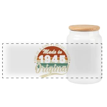 1945 Vintage Rétro Cadeau D’anniversaire - Boîte à biscuits avec couvercle en bois - blanc - Devant