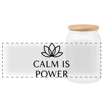 Calm Is Power Mindfulness T-Shirt - Panoramic Cookie Jar with Wooden Lid - white - Front