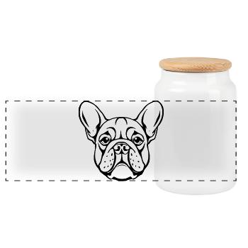 Bulldog Black Dog T-shirt Gift - Panoramic Cookie Jar with Wooden Lid - white - Front