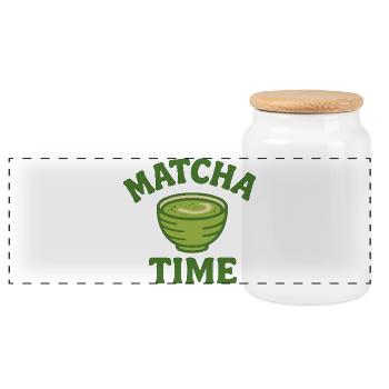 Matcha Time – Chemise Lifestyle au thé vert - Boîte à biscuits avec couvercle en bois - blanc - Devant