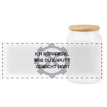 Je vais réparer ce que tu as cassé - Boîte à biscuits avec couvercle en bois - blanc - Devant