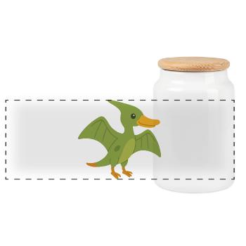Cute Pterodactyl Duck - Panoramic Cookie Jar with Wooden Lid - white - Front