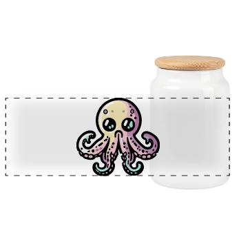 Oktopus Halloween Zombie - Panorama Keksdose mit Holzdeckel - Weiß - Vorne