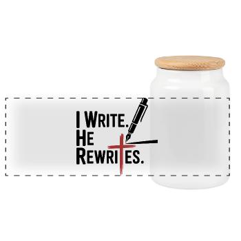 I Write He Rewrites Glauben Jesus - Panorama Keksdose mit Holzdeckel - Weiß - Vorne