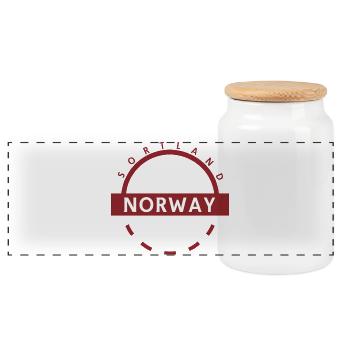 Norway Sportland Emblem - Panoramic Cookie Jar with Wooden Lid - white - Front