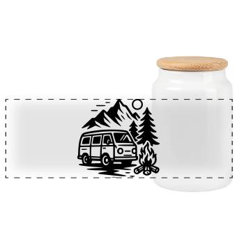 Camper - Panorama Keksdose mit Holzdeckel - Weiß - Vorne