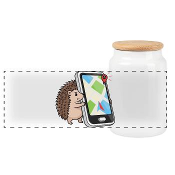 drôle hérisson smartphone gps urbaniste géocaching - Boîte à biscuits avec couvercle en bois - blanc - Devant