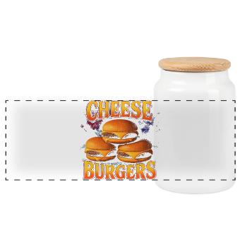 Cheeseburger Lieblingsessen Lustig Seltsam 90er - Panorama Keksdose mit Holzdeckel - Weiß - Vorne